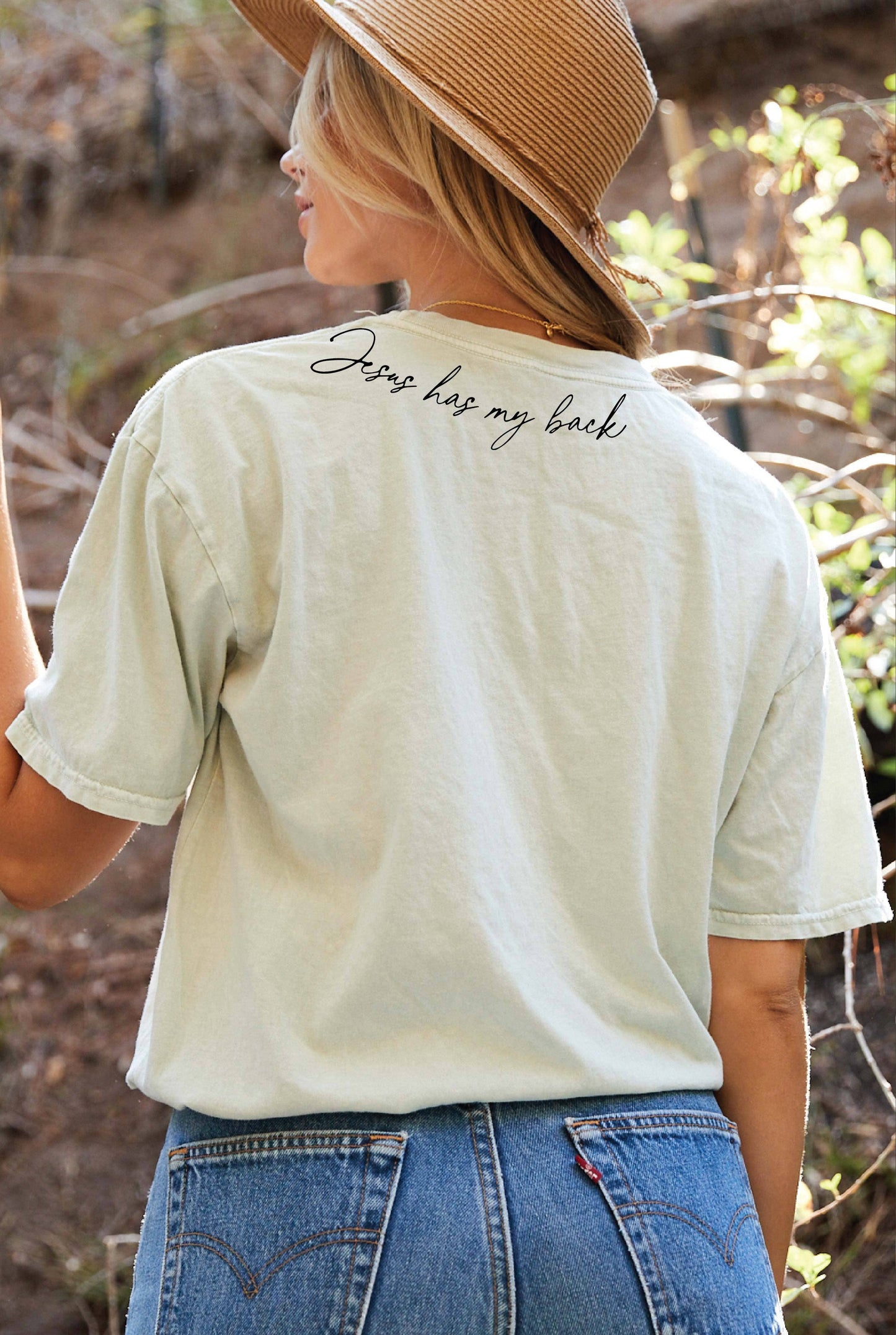 Jesus Has My Back Back Graphic Top