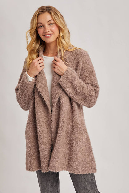 Fuzzy Drape Front Cardigan