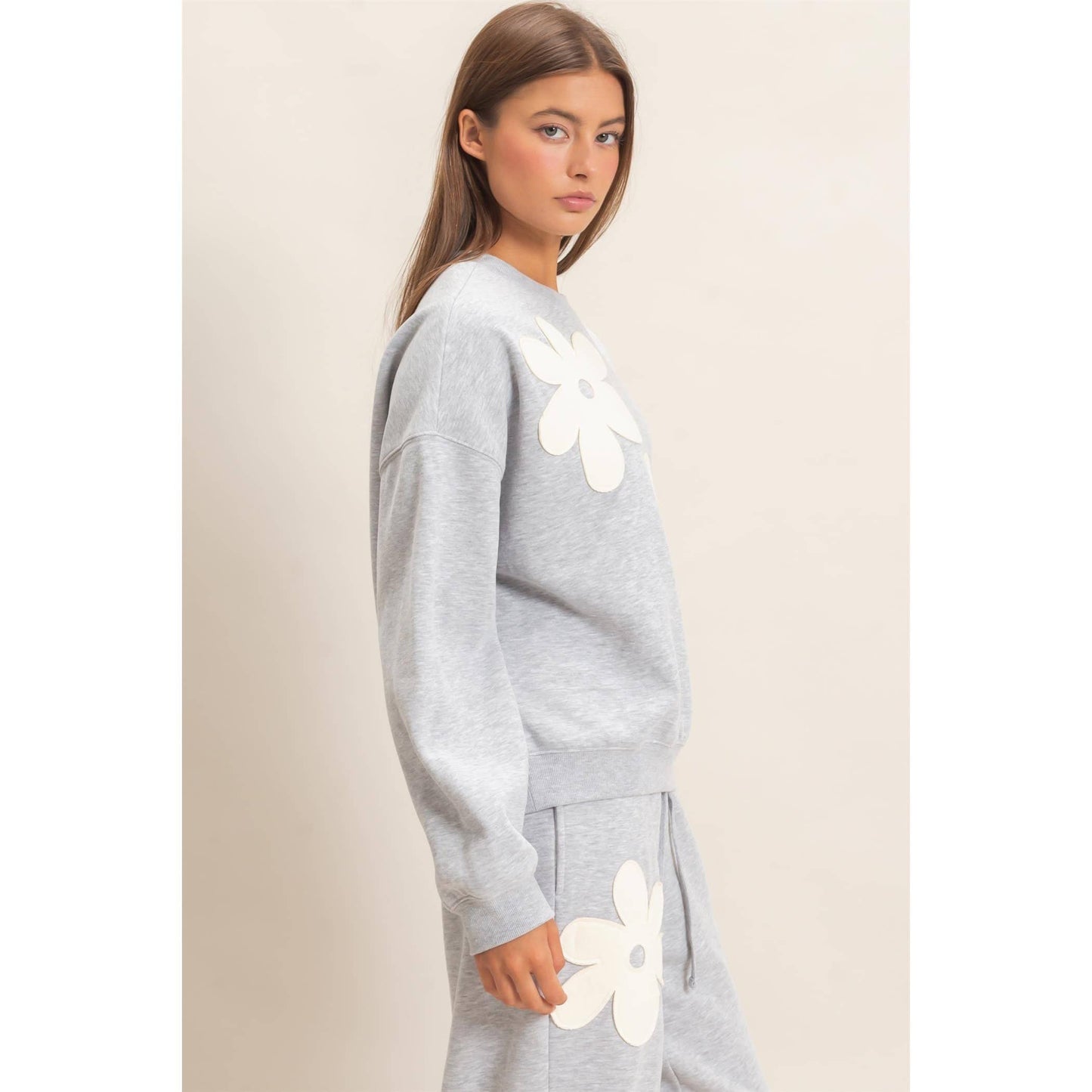 Floral Applique Matching Sweatset