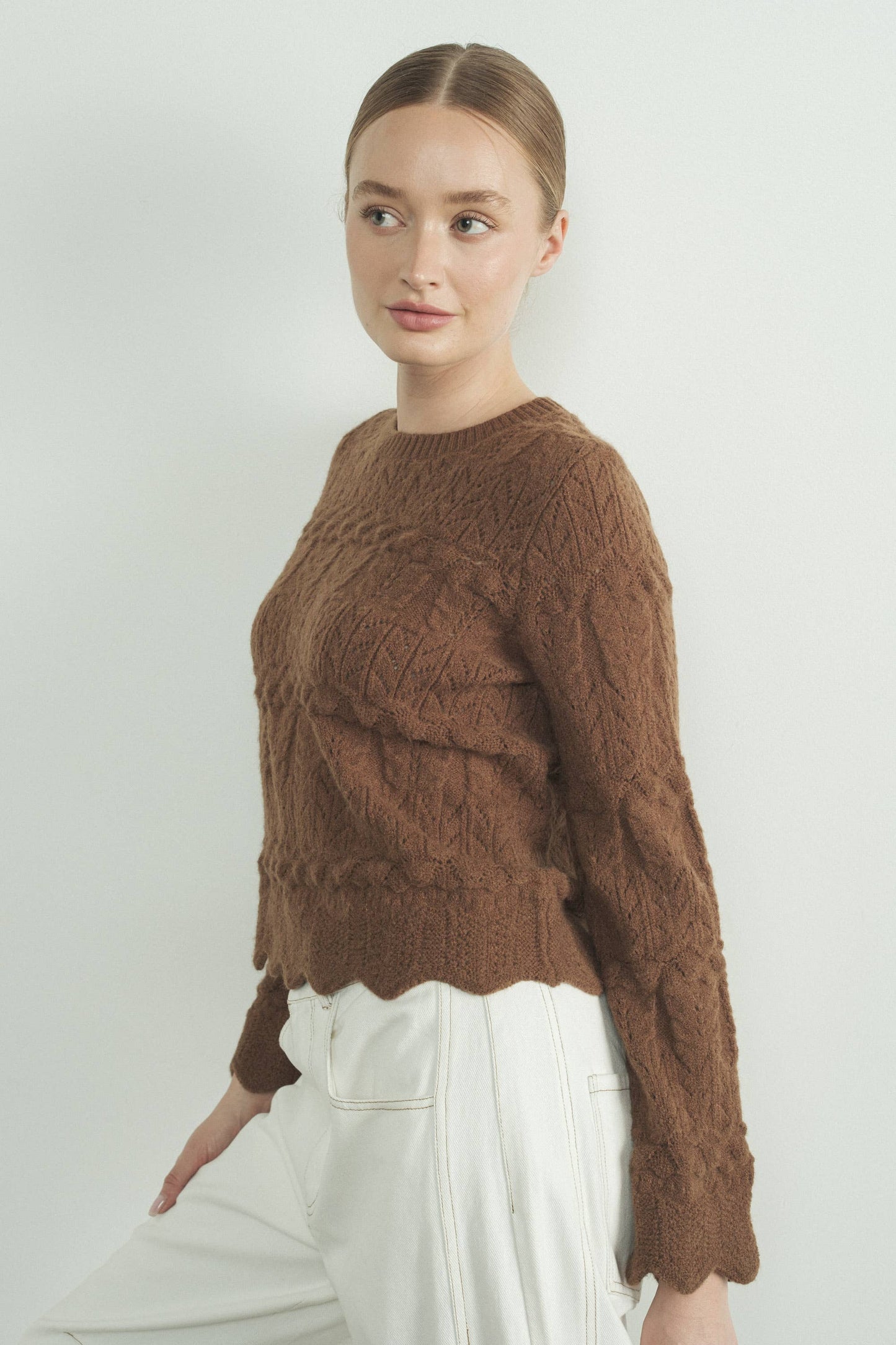 Scallop Edge Open Sweater