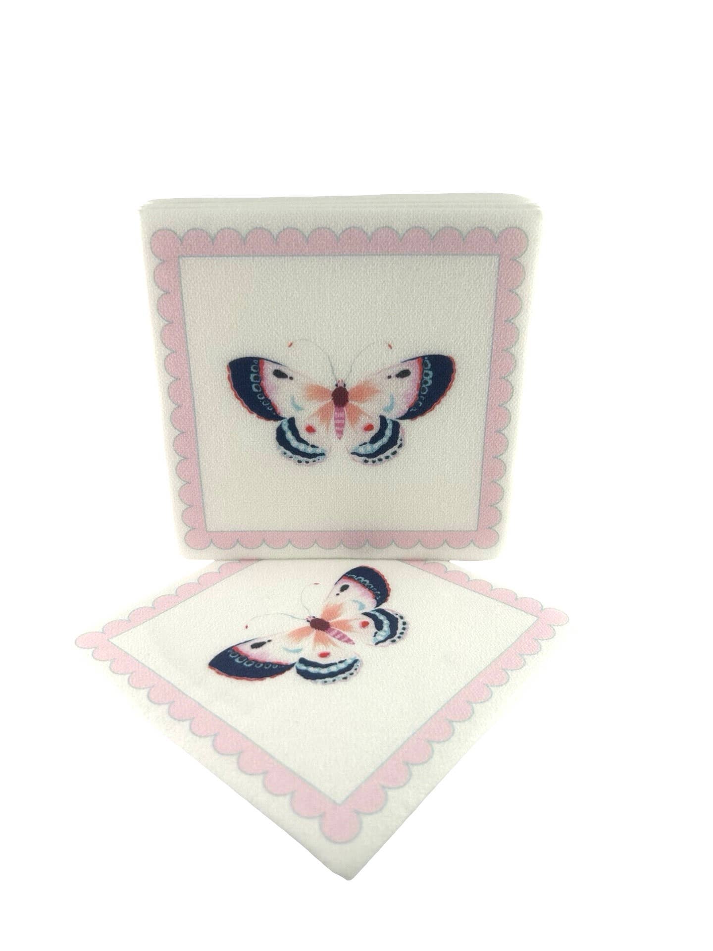 Pink Butterfly Linen-Feel Cocktail Napkins