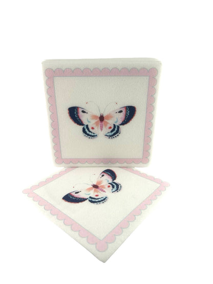 Pink Butterfly Linen-Feel Cocktail Napkins