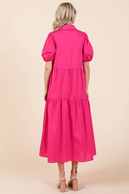 Loose Fit Tiered Midi Dress
