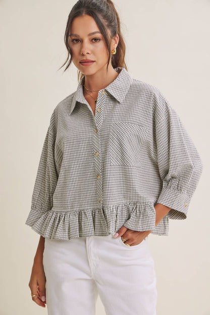 Morning Oat Micro Check Button-Down