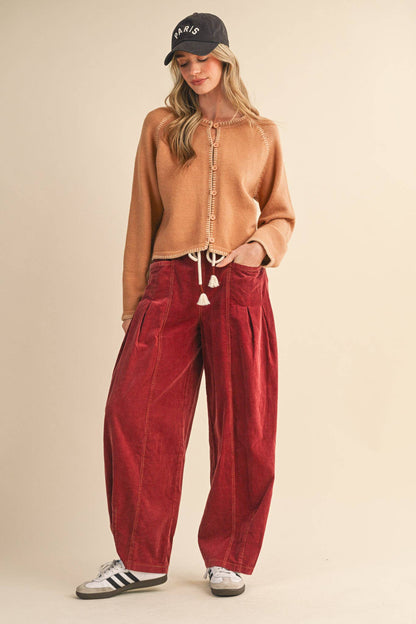 Washed Corduroy Barrel Pants