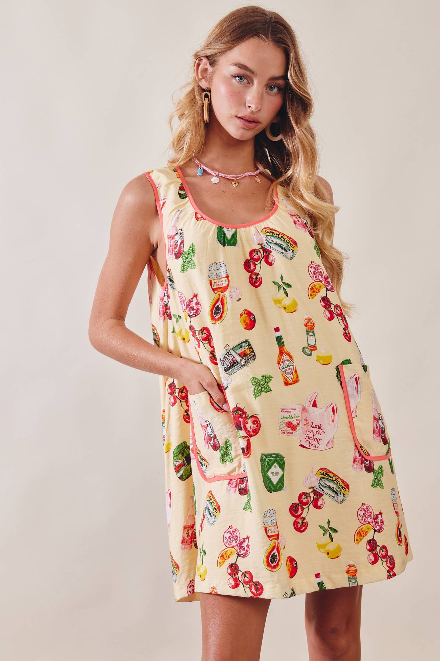 Printed Pocket Shift Dress