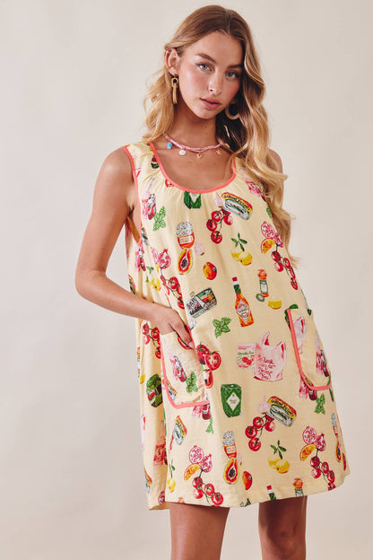 Printed Pocket Shift Dress