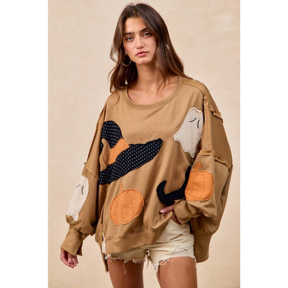 Halloween Theme Patchwork Sweatshirt