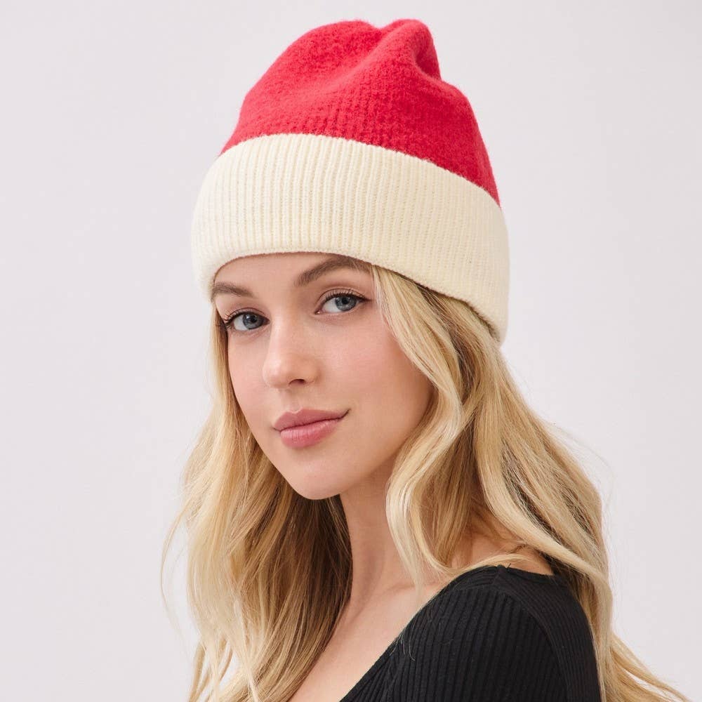 Two Toned Color Ribbed Beanie