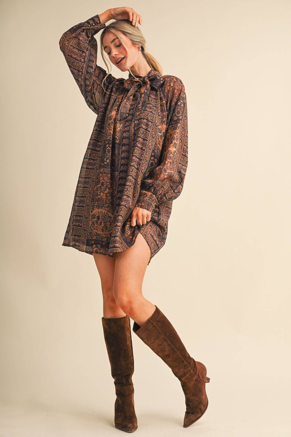 Vintage Lurex Print Mini Dress