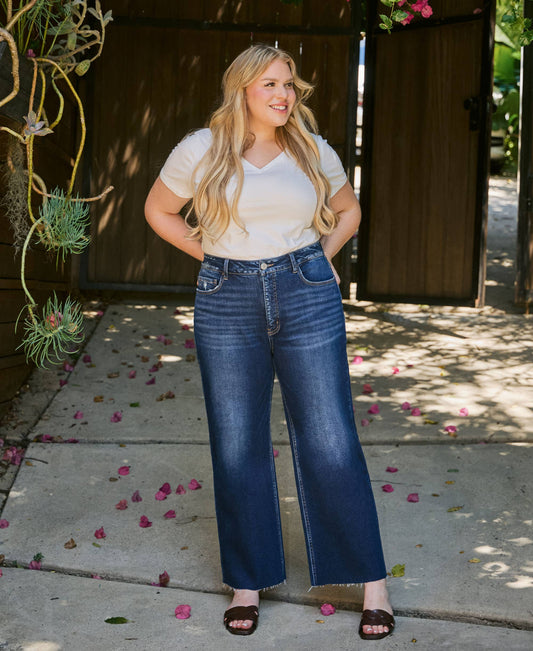 Tummy Control Super High Rise Wide Leg Jeans