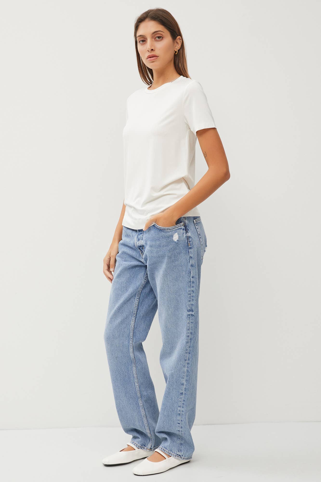 Bamboo Modal Basic Round Neck Short Sleeve Tee