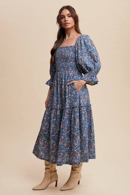 Floral Tiered Midi Dress