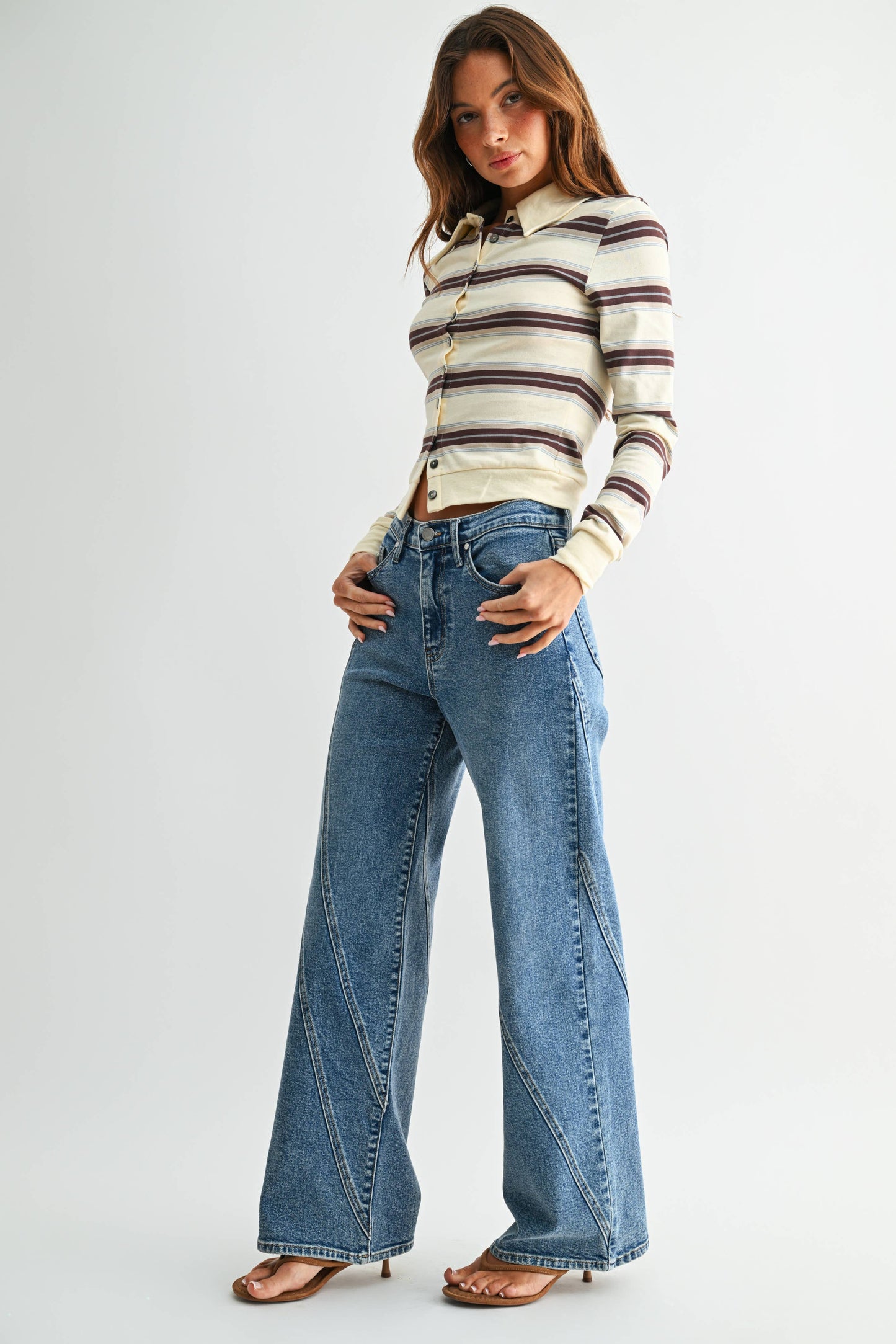 Asymmetric Seamed Straight Denim