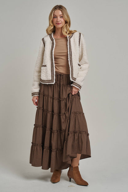Mini Checkered Tiered Maxi Skirt
