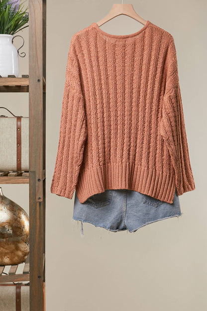 Relaxed Fit Rib Knit Pocket Sweater