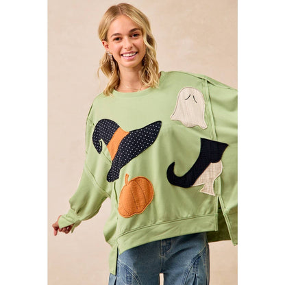 Halloween Theme Patchwork Sweatshirt