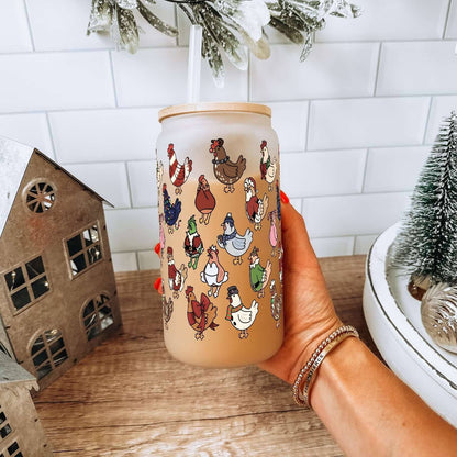 Festive Flock Christmas Can Cup with Lid & Straw