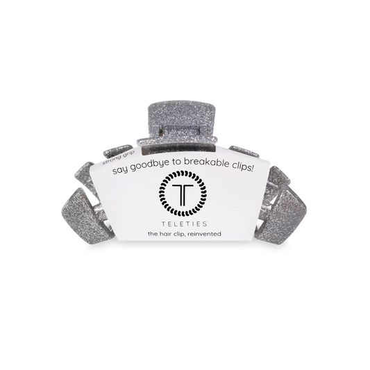 Classic Hair Clip | Medium | Silver Glitter