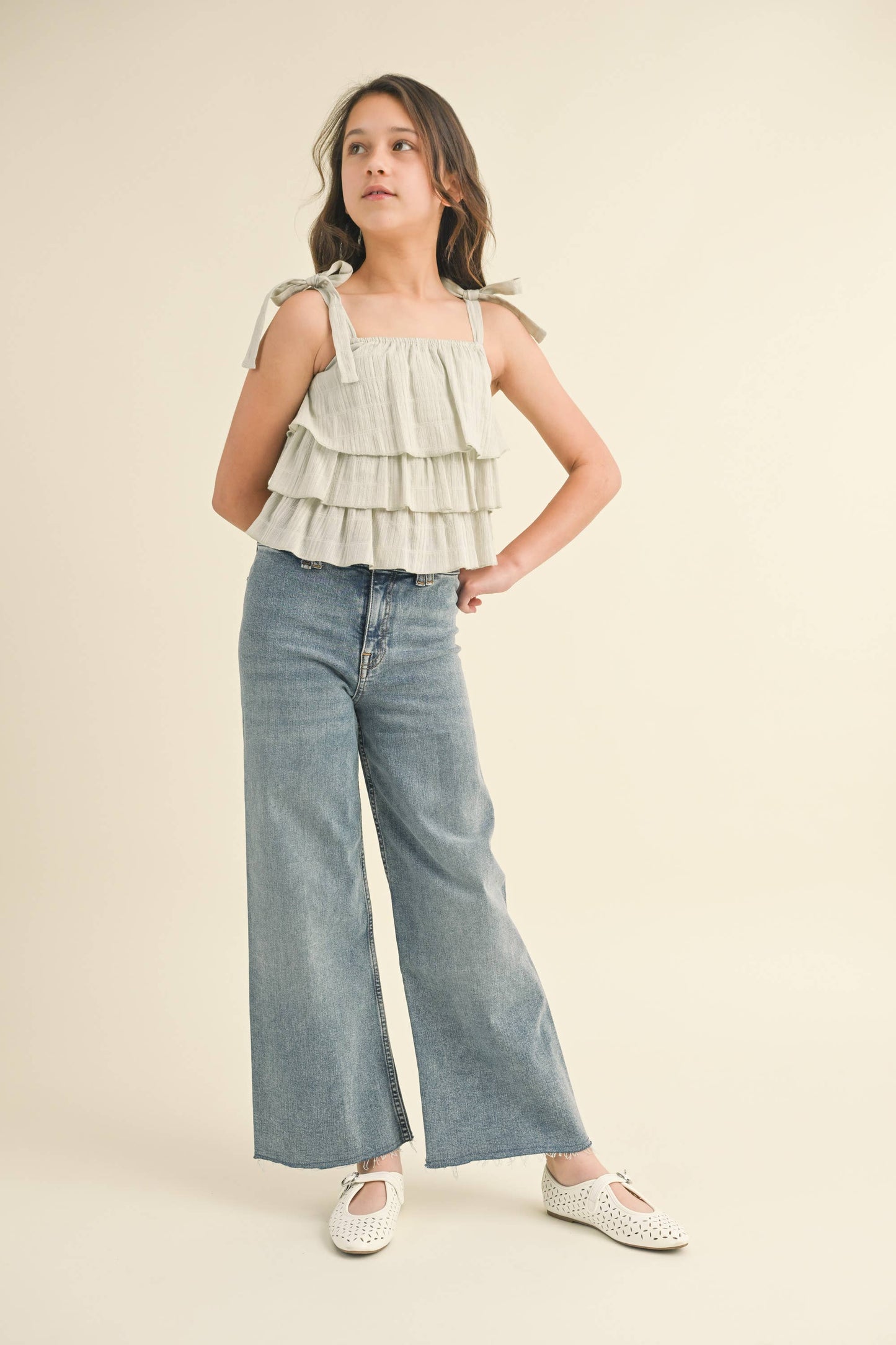 Tween Girls Wide Leg Denim Pants