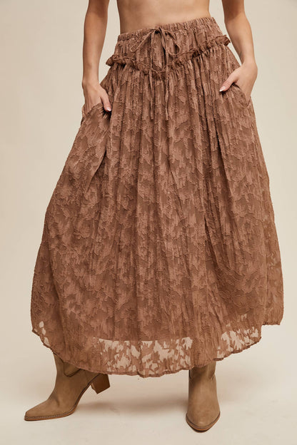 Floral Textured Maxi Skirt