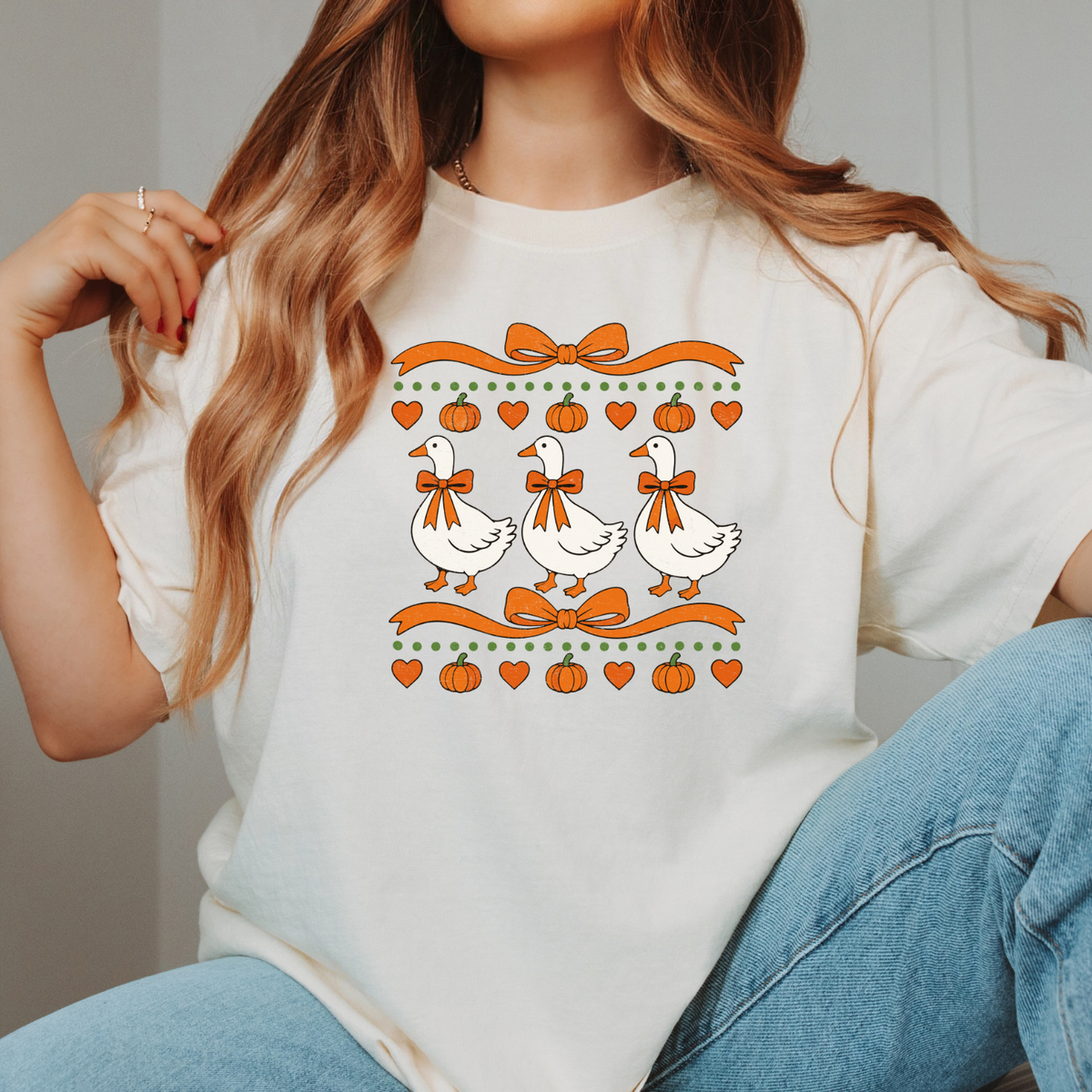 Cute Goose Pumpkin T-Shirt Fall Thanksgiving