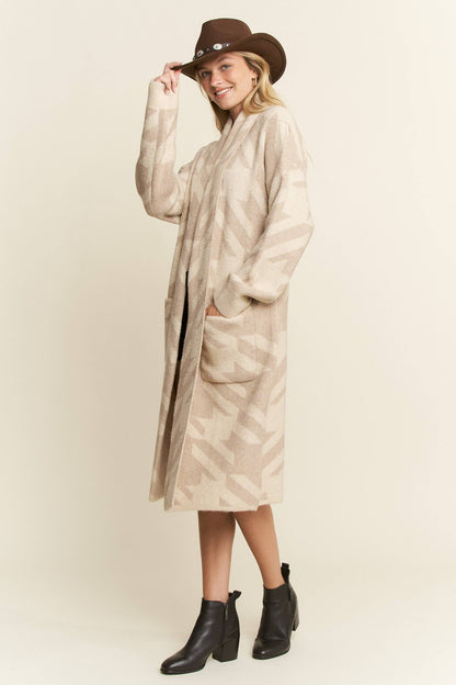 Houndstooth Print Cardigan