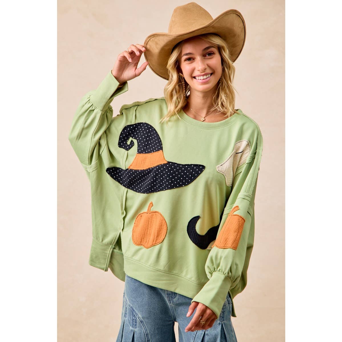 Halloween Theme Patchwork Sweatshirt