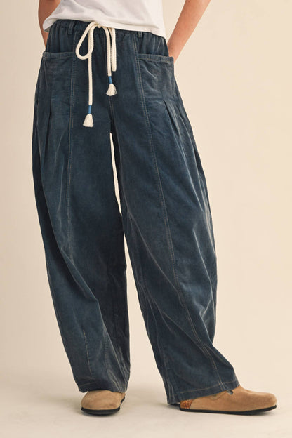 Washed Corduroy Barrel Pants