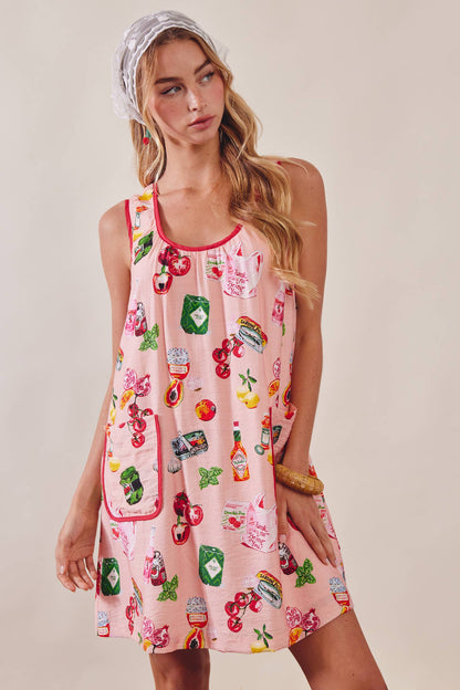 Printed Pocket Shift Dress