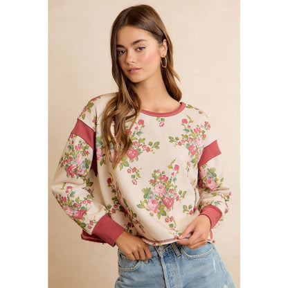 Floral Brushed Terry Open Back Top