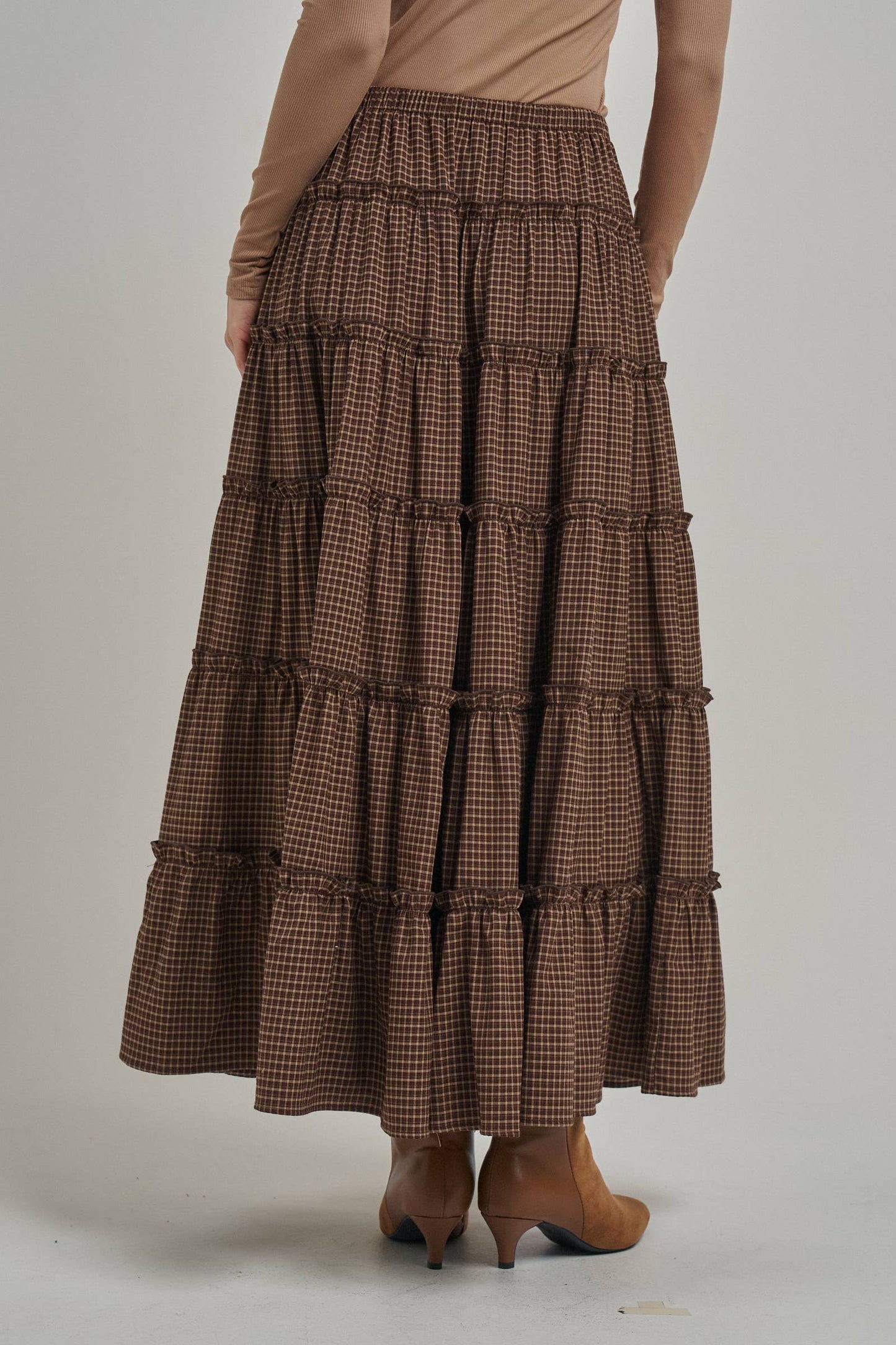 Mini Checkered Tiered Maxi Skirt