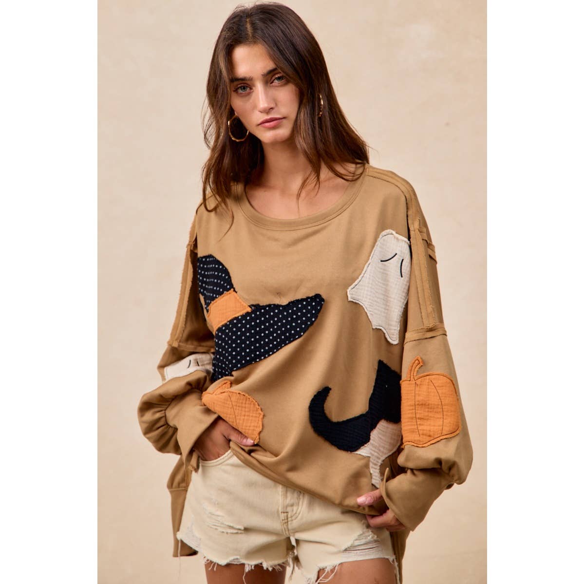 Halloween Theme Patchwork Sweatshirt
