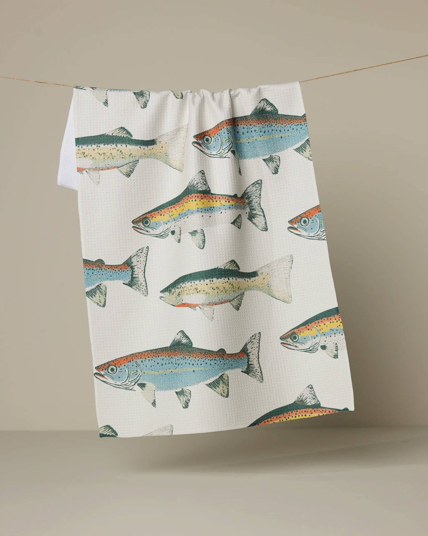 Geometry Hooked on Fishing Tea Towel