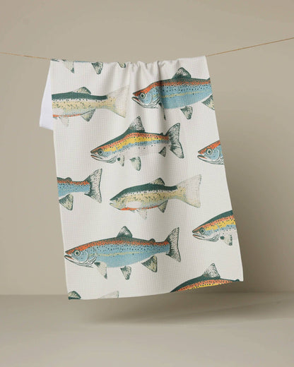 Geometry Hooked on Fishing Tea Towel