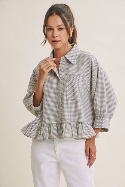 Morning Oat Micro Check Button-Down
