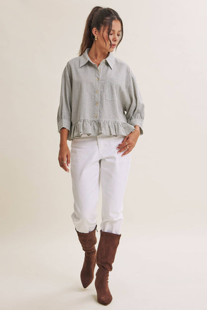 Morning Oat Micro Check Button-Down