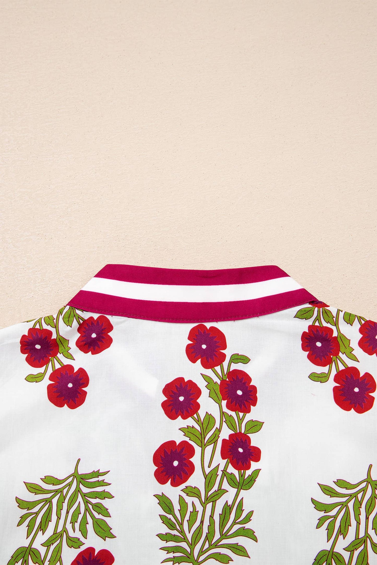 Floral Short Bubble Sleeve Contrast Top