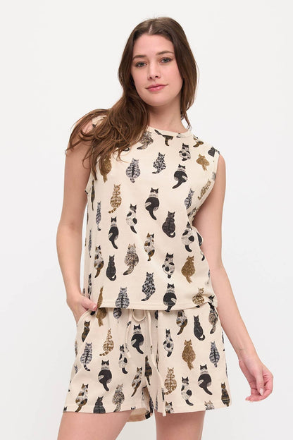 Whimsical Cat Tails Print Shorts