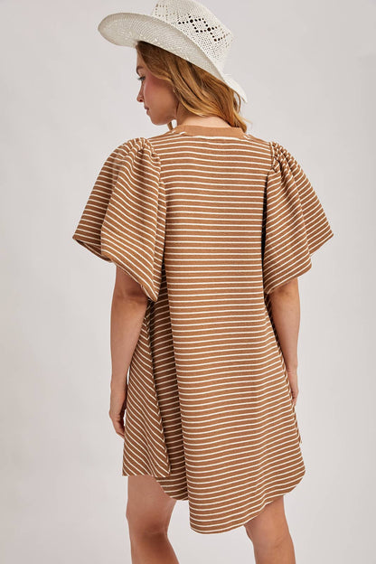 Puff Sleeve Striped Dress