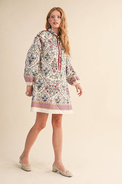 Triangle Stitch Button Down Mini Dress