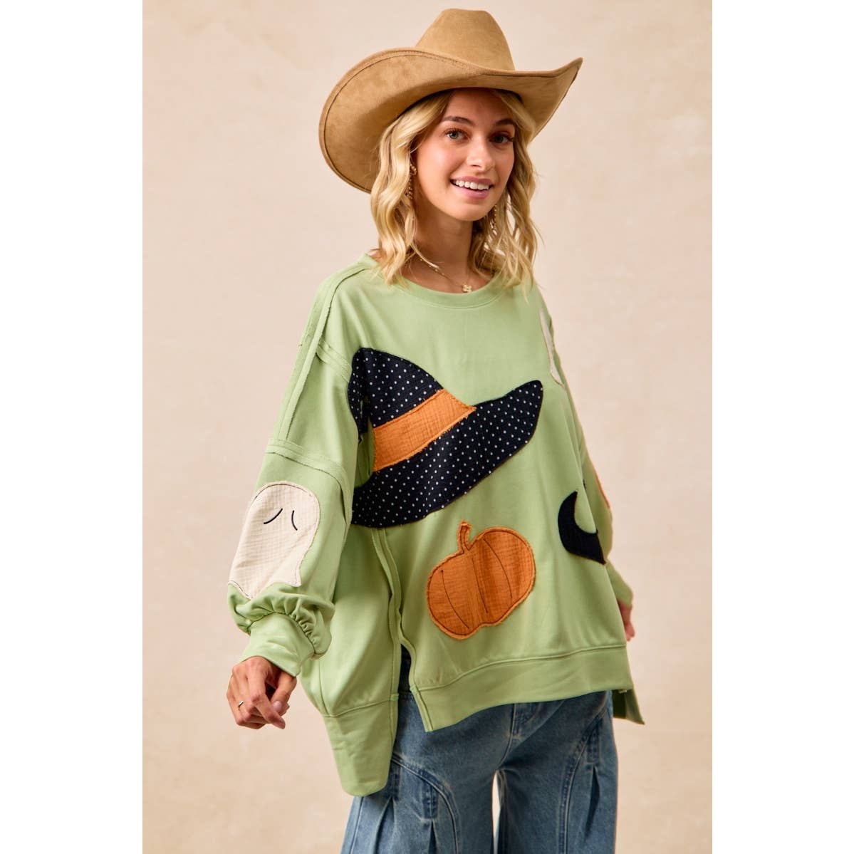 Halloween Theme Patchwork Sweatshirt
