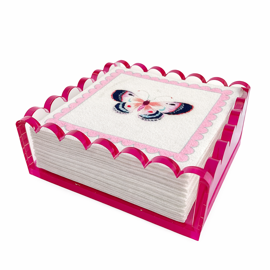 Pink Scalloped Cocktail Napkin Holder