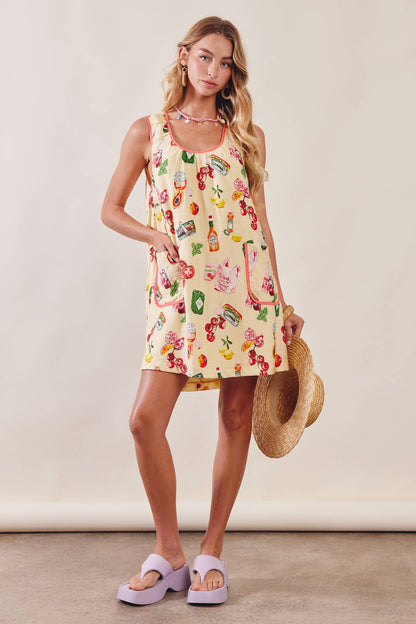 Printed Pocket Shift Dress