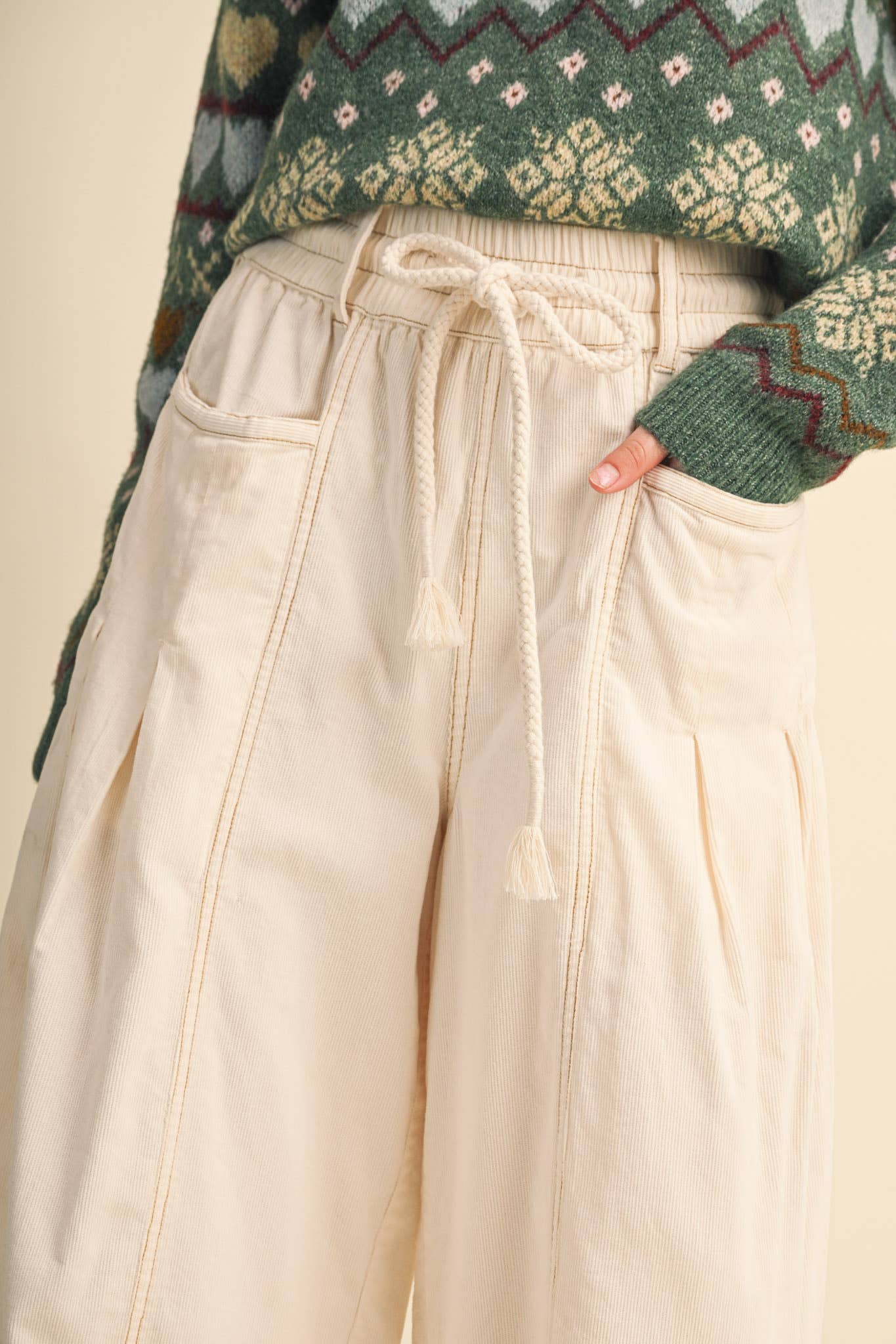 Washed Corduroy Barrel Pants