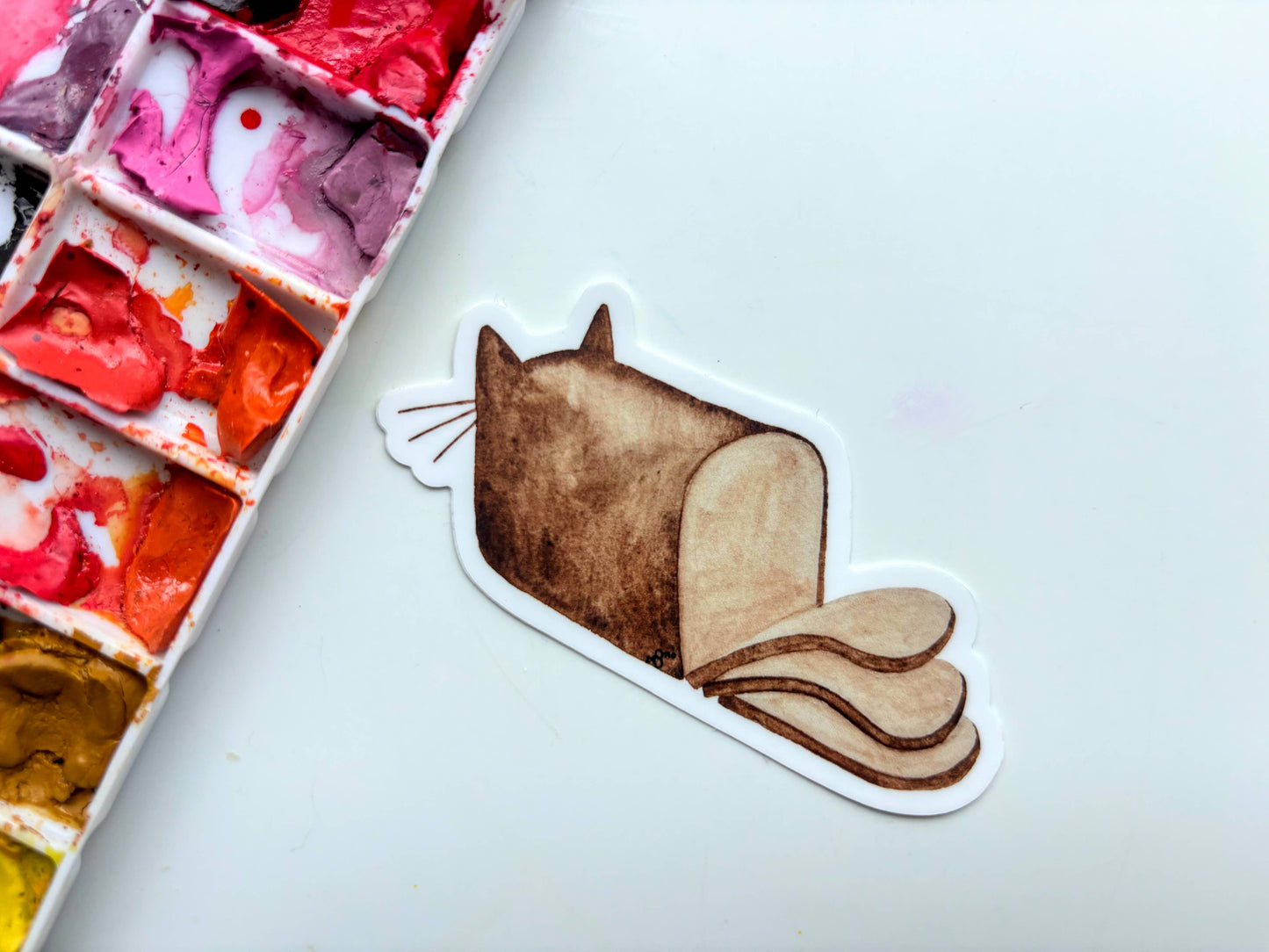 Cat Bread Loaf Vinyl Sticker - Funny Pet Cat Lover Sticker