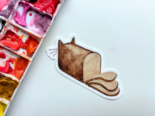 Cat Bread Loaf Vinyl Sticker - Funny Pet Cat Lover Sticker