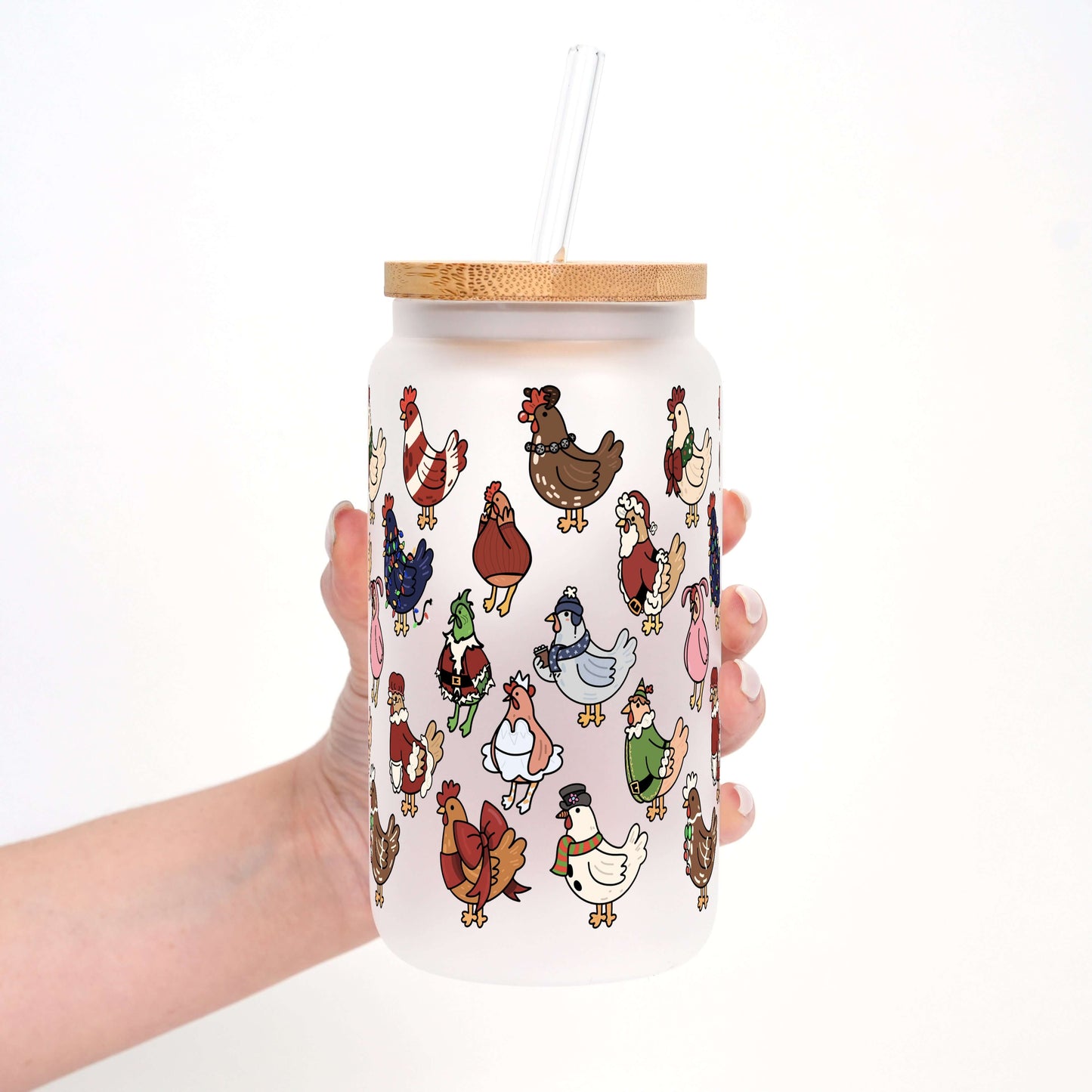 Festive Flock Christmas Can Cup with Lid & Straw