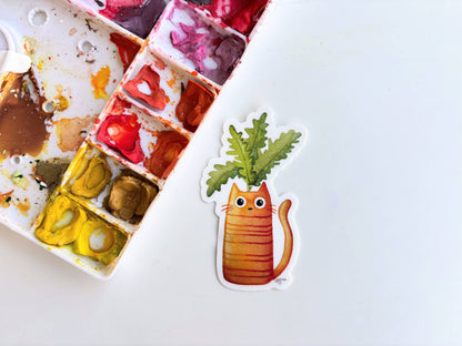 Cat Carrot Vegetable Gardening Vinyl Sticker