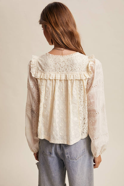 Delicate Embroidered Lace Blouse
